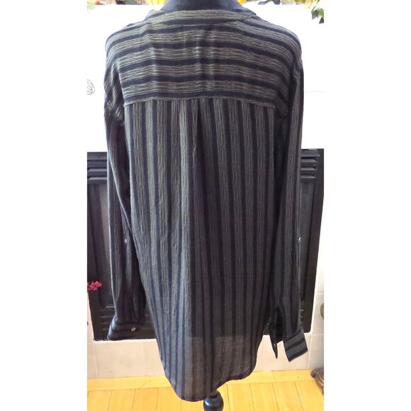 Rock & Republic Women's Green/Black Striped Lace Up Tunic L EUC - Picture 6 of 9